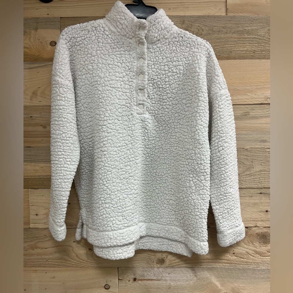 White teddy bear jacket with buttons